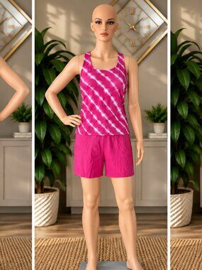 Ocean Dreams Magenta Tie-Dye Tank & Solid Magenta Shorts Set